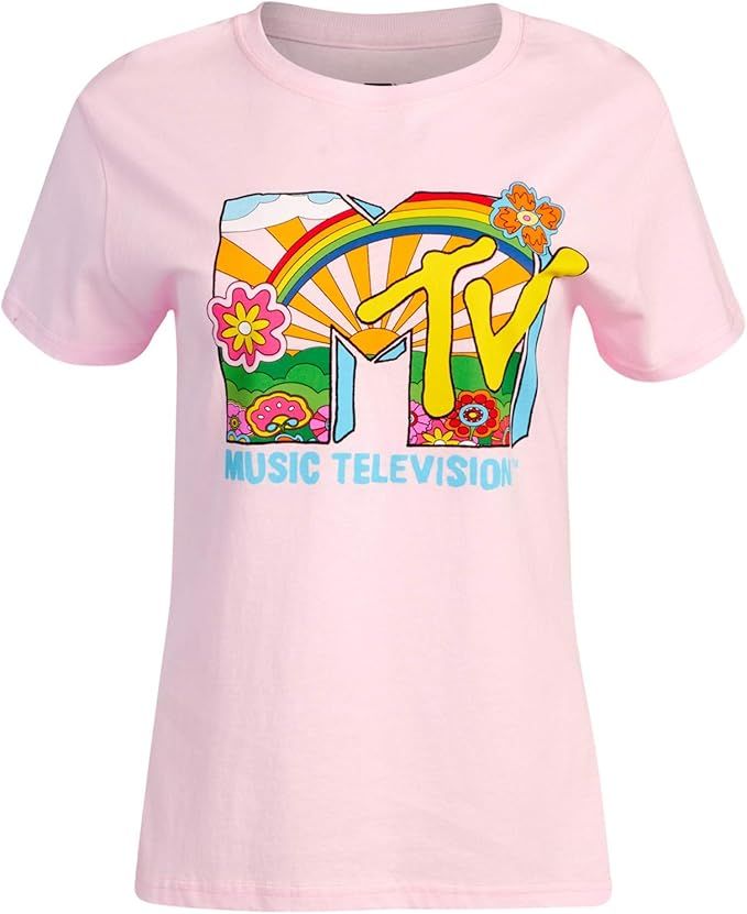 MTV Women's T-Shirt - Vintage Retro Music Television Logo Cotton Short Sleeve Graphic Tee | Amazon (US)