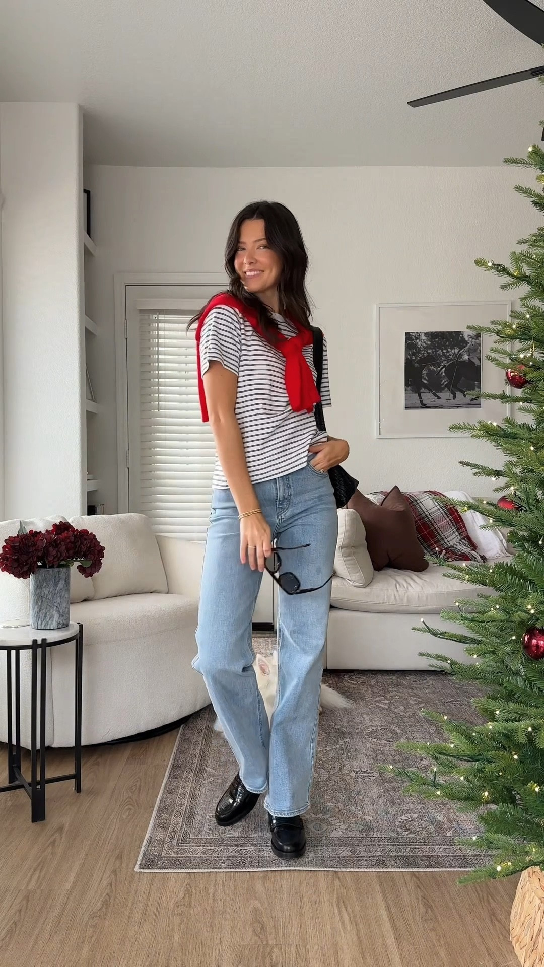 I’m 5’7” wearing a size small in the tshirt, medium in the sweater, true size 25 in the jeans! 

#LTKCyberWeek #LTKFindsUnder100 #LTKHoliday