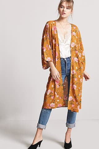 Longline Floral Print Kimono | Forever 21 (US)