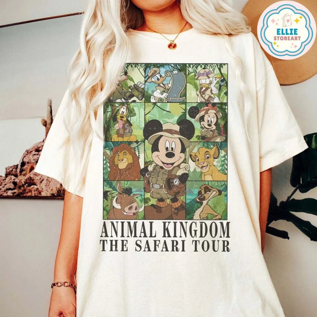 Vintage Mickey and Friends Disney Animal Kingdom the Safari Tour Shirt, the Lion King Simba Timon... | Etsy (US)