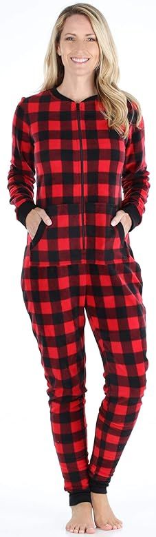 Sleepyheads Family Matching Fleece Buffalo Plaid and Solid Red Onesie Pajamas | Amazon (US)