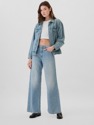 High Rise Studded Wide-Leg Jeans | Gap Factory