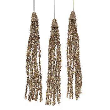 North Pole Trading Co. Chateau Champagne Beaded Tassel 3-pc. Christmas Ornament Set | JCPenney