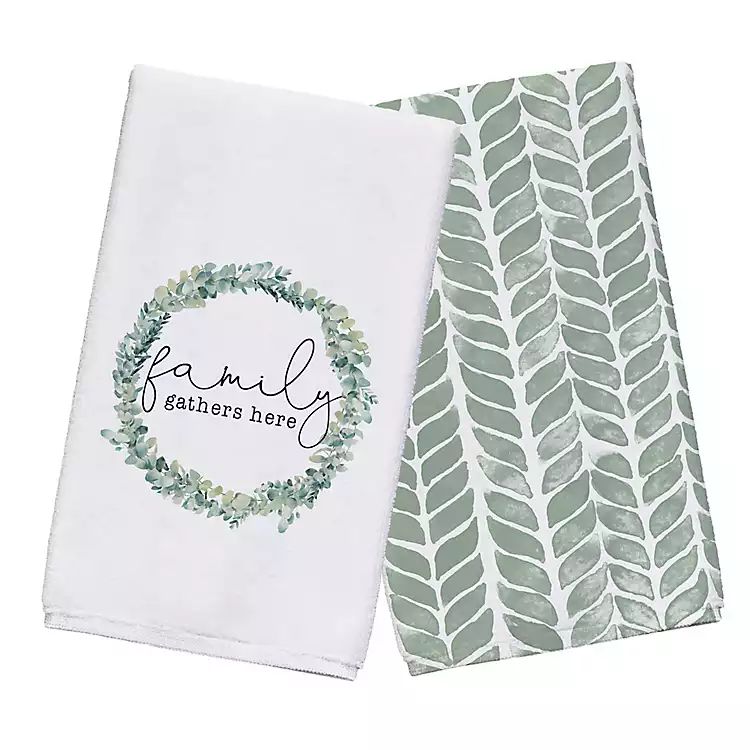 Family Gathers Here Kitchen Towels, Set of 2 | Kirkland's Home