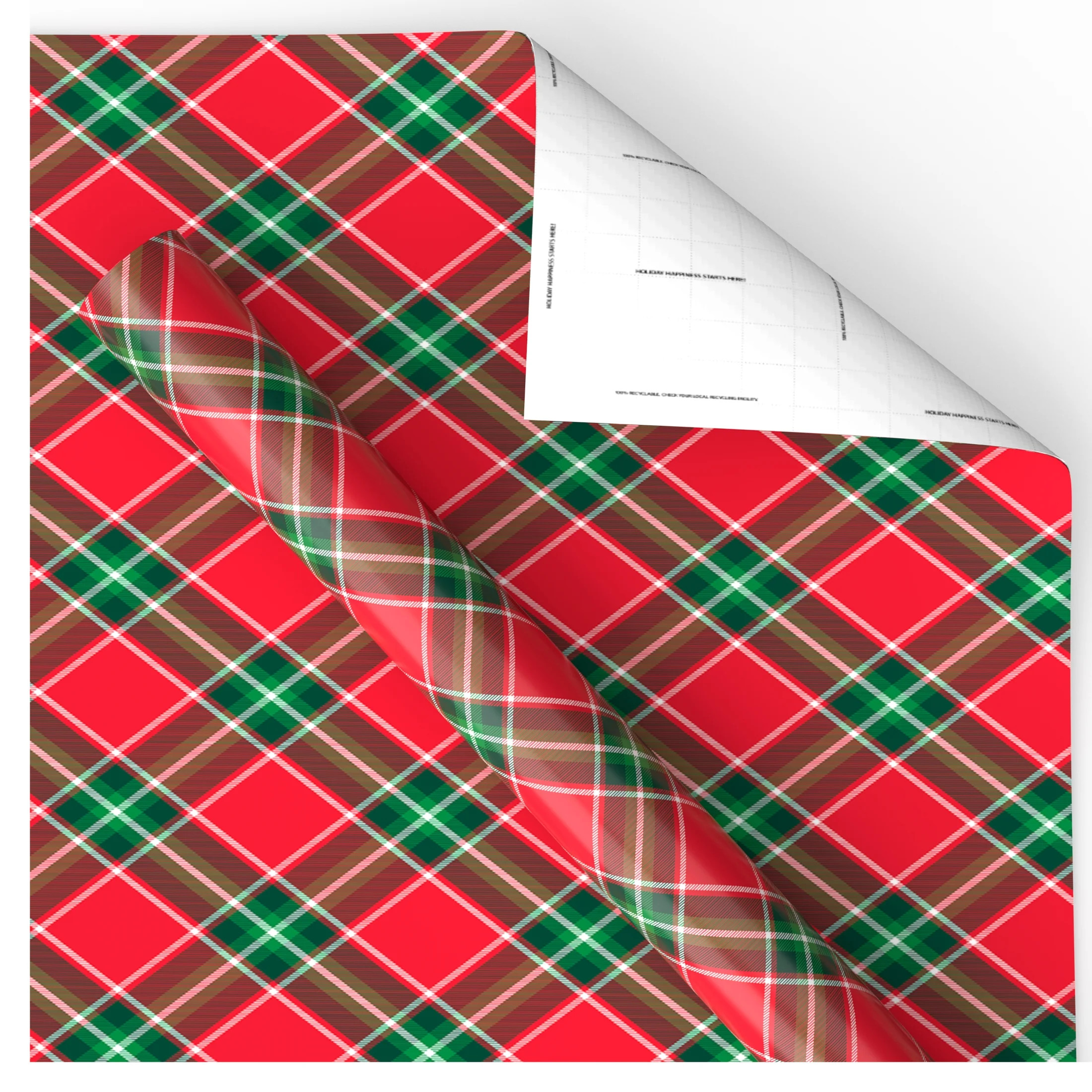 Red and Green Plaid Christmas Wrapping Paper, 30 sq ft, by Holiday Time | Walmart (US)