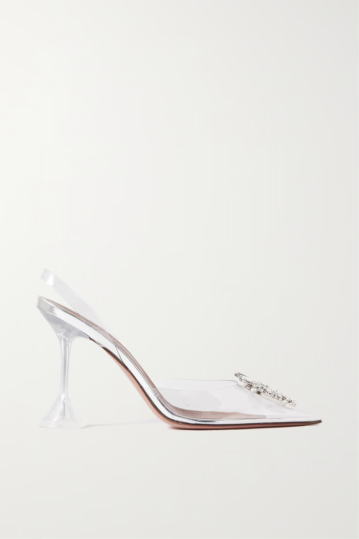 Amina Muaddi - Begum Crystal-embellished Pvc Slingback Pumps - Silver | NET-A-PORTER (US)