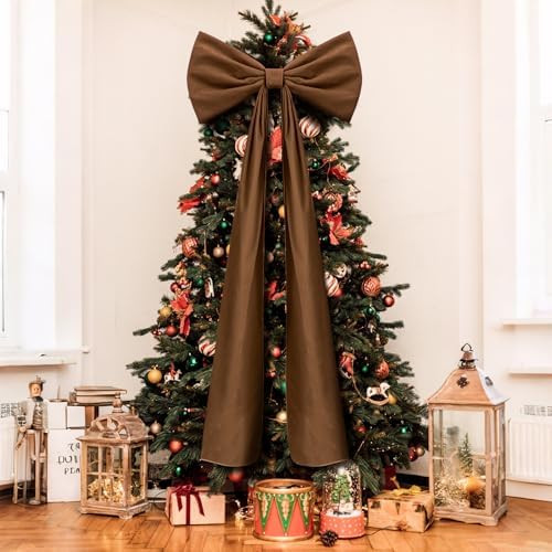 20 x 71 Inches Christmas Extra Large Velvet Bows Christmas Tree Topper Decor Giant Xmas Tree Topp... | Amazon (US)