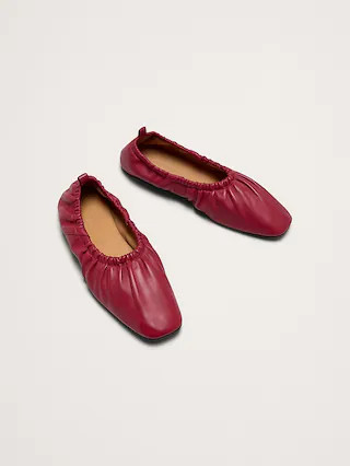 Ruched Leather Ballet Flat | Banana Republic (CA)