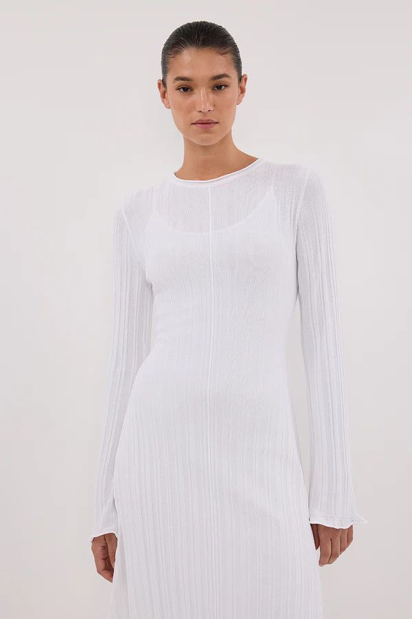 SYLVIA OFF WHITE KNIT MIDI DRESS | DISSH