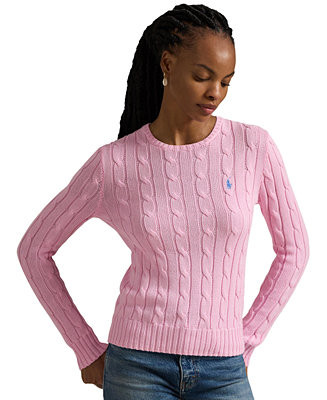 Women's Cable-Knit Cotton Crewneck Sweater | Macy's
