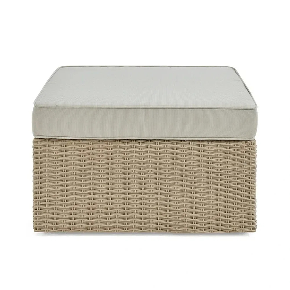 Highland Dunes Pangkal Pinang 26"W All-Weather Wicker Outdoor Square Ottoman With Cushions & Revi... | Wayfair North America