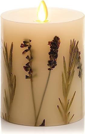 Luminara Realistic Artificial Moving Flame Pillar Candle with Lavender & Rosemary Inclusion - Mov... | Amazon (US)