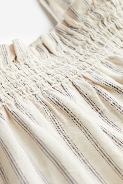 Smocked Cotton Blouse - Light beige/striped - Kids | H&M US | H&M (US + CA)