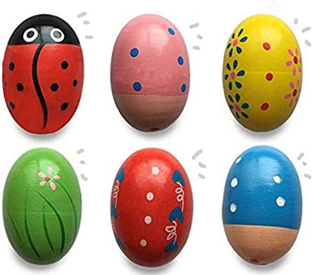 JoFAN 6 Pack Wooden Percussion Musical Shake Eggs Easter Egg Shakers for Kids Boys Girls Toddlers Ea | Amazon (US)