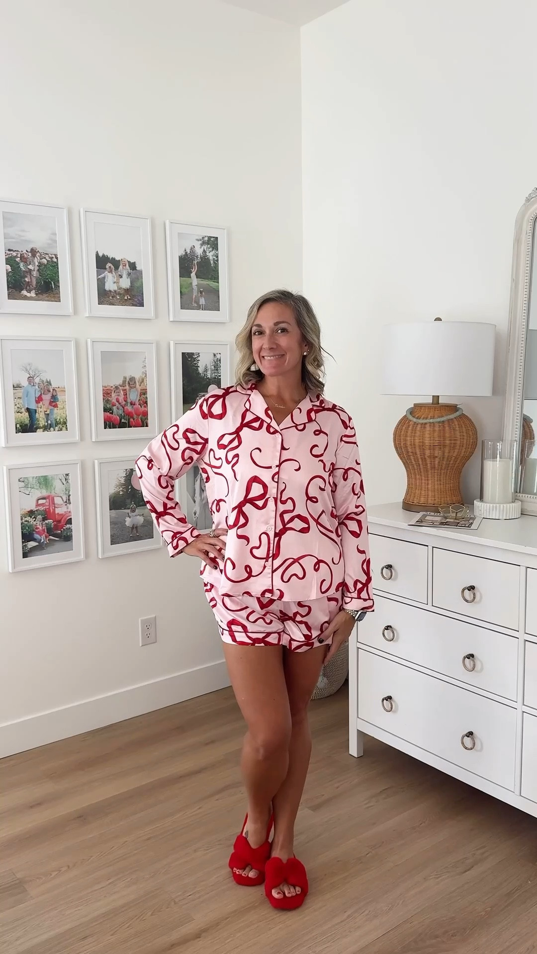 Absolutely obsessed with these adorable Joyspun pajamas from Walmart! They are so soft and silky and come in several prints but the bows are my fave! Perfect for your Christmas pajama parties and they also come in a long pants option! 

#LTKOver40 #LTKSeasonal #LTKFindsUnder50