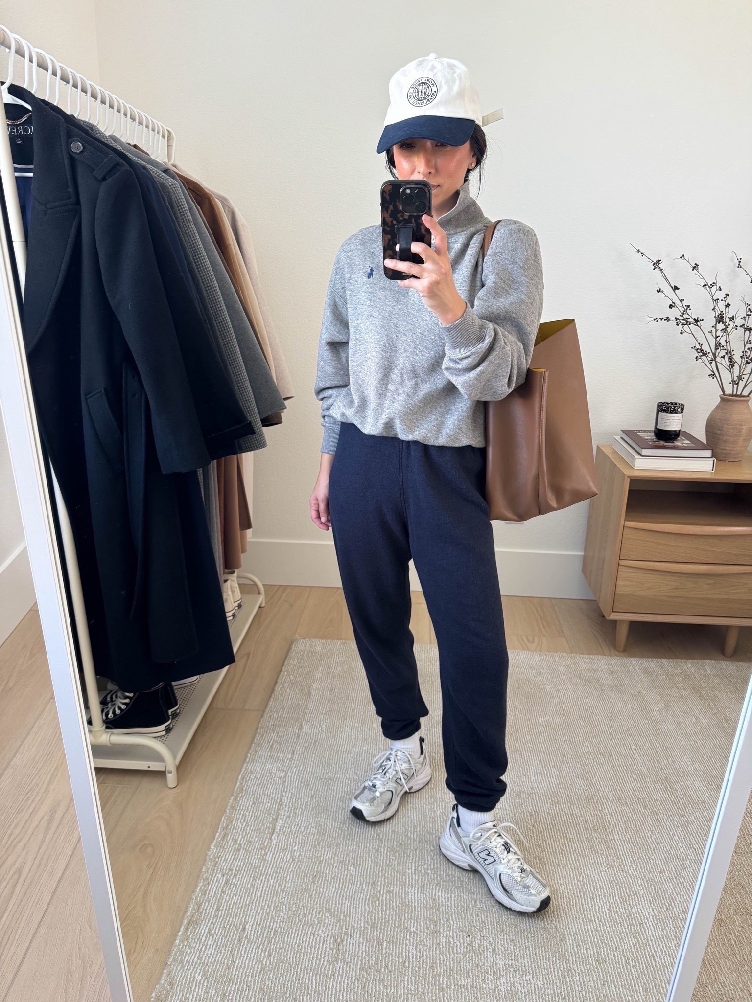 School drop off outfit ideas. Mom-life outfits. An elevated sweatshirt does wonders to an outfits. love this one from Polo. Huge fan of collars. Sweats are Jenni Kayne which are pricey, although this color is old. Pricey, but elevated. 

Polo sweatshirt small
Jenni Kayne sweats xs
New Balance 530's sneakers 4.5 mens
Mansur Gavriel tote
Gap hat

Petite style, fall fashion, fall outfits, athleisure 



#LTKStyleTip #LTKPetite #LTKSeasonal