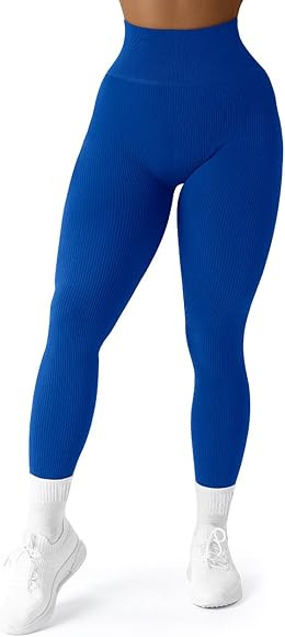 SUUKSESS Women Ribbed Seamless Leggings High Waisted Workout Gym Yoga Pants | Amazon (US)
