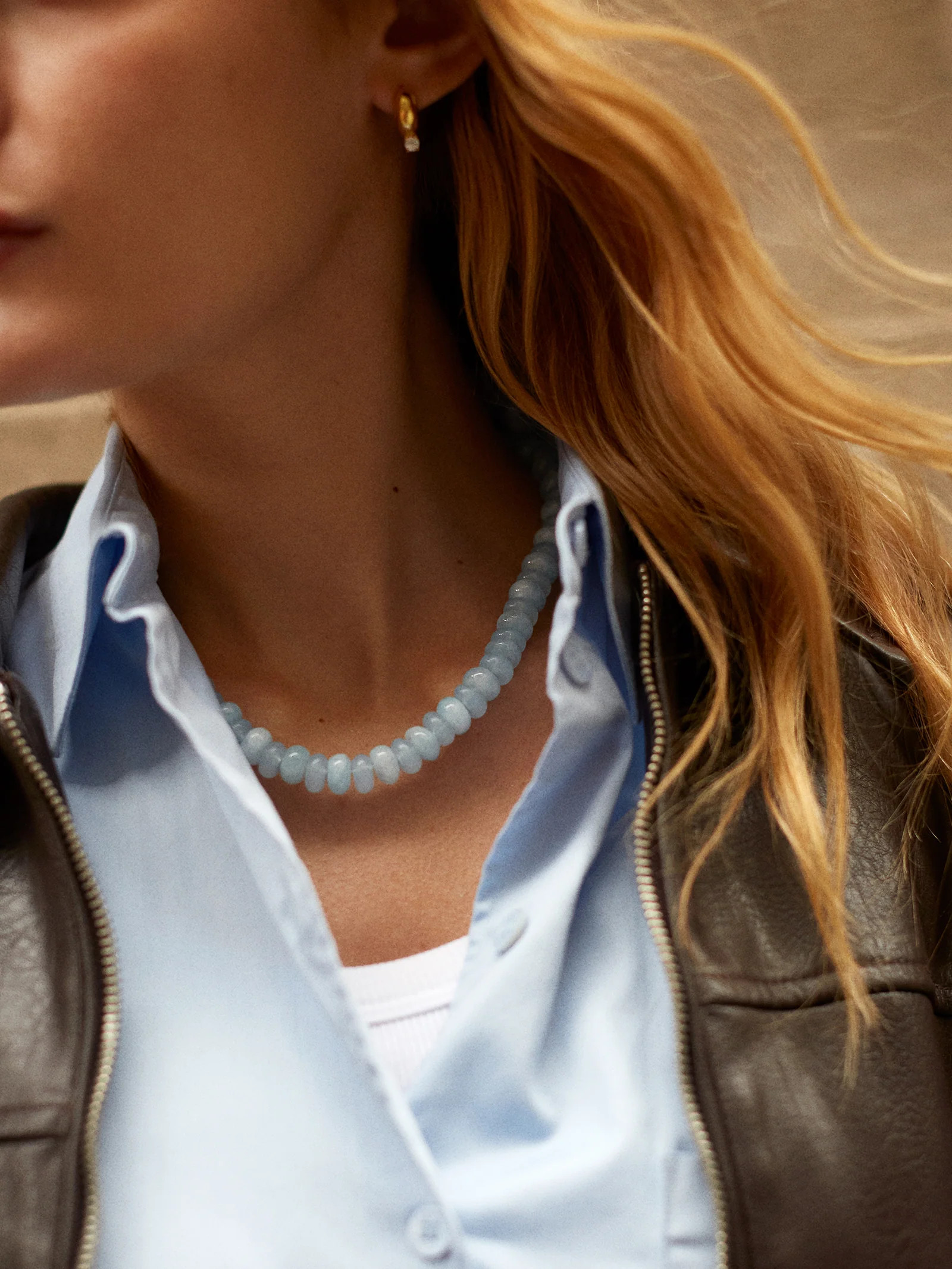 Joyce Semi-Precious Beaded Necklace - Blue Lace Agate | BaubleBar