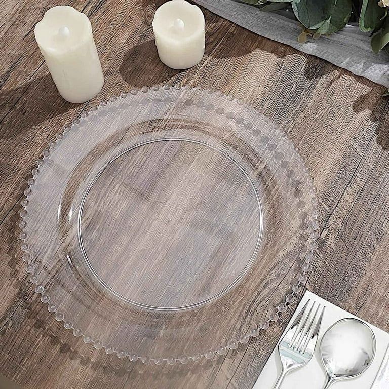 BalsaCircle 10 Round 10" Clear Disposable Plastic Salad Plates Beaded Trim Party Events Home Deco... | Walmart (US)