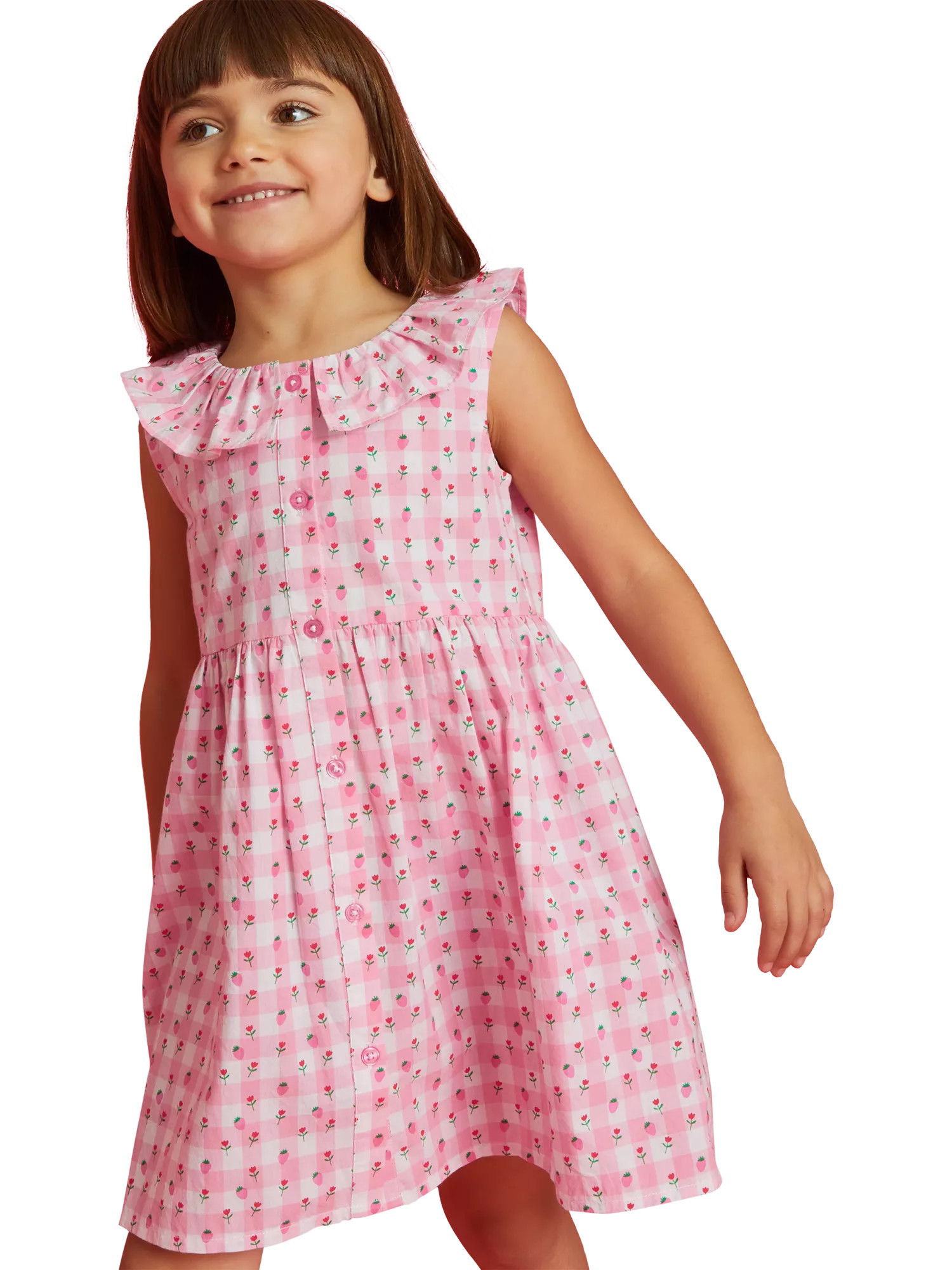 Angels by Accessorize Kids' Cotton Gingham Strawberry Dress, Pink/Multi | John Lewis (UK)