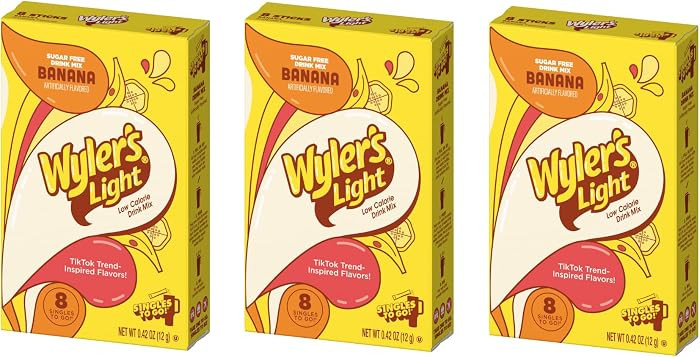 SINGLES TO GO! Wyler's Light Banana - Pack of 3 - Powdered Drink Mix - Low Calorie - Sugar Free -... | Amazon (US)