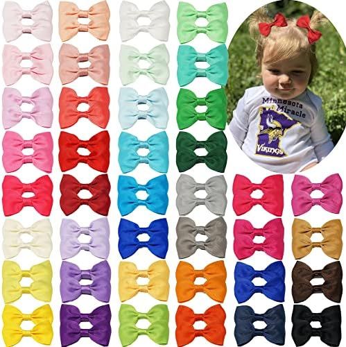 80PCS Baby Girls Hair Bows Clips, 40 Solid Colors Grosgrain Ribbon Small Hair Bows, Alligator Cli... | Amazon (US)
