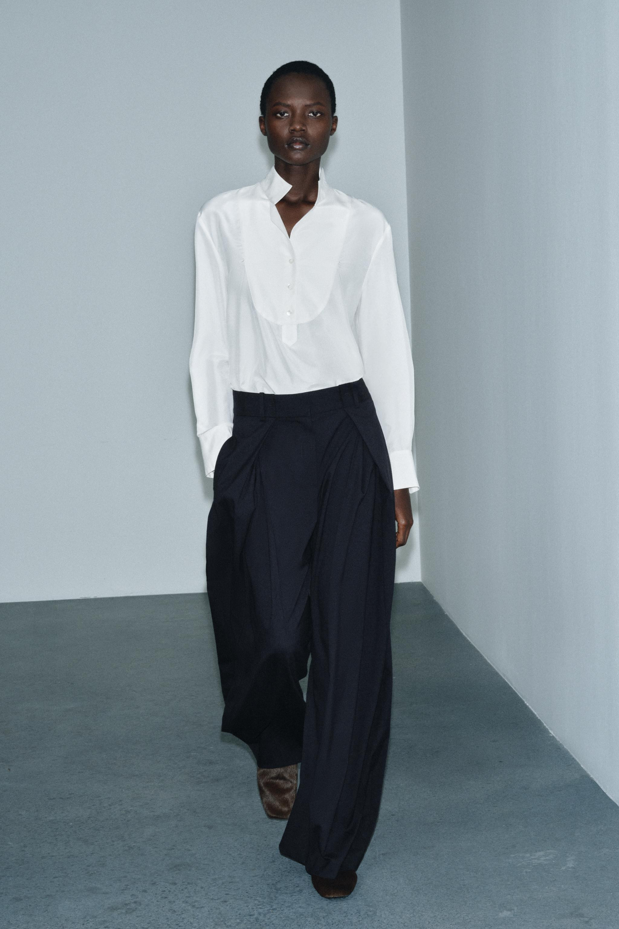 ZW COLLECTION WIDE LEG PLEATED PANTS | Zara US