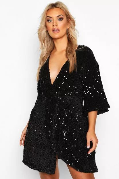 Plus Sequin Twist Front Dress | Boohoo.com (US & CA)