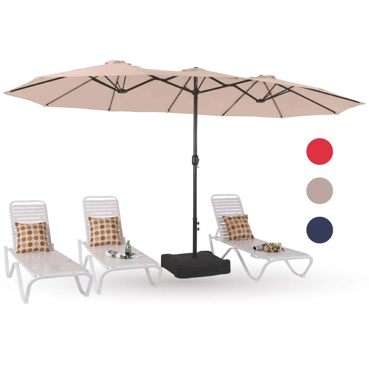 PHI VILLA 15ft Large Patio Umbrellas with Base Included, Outdoor Double-Sided Rectangle Market Um... | Amazon (US)