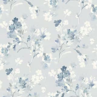 Chesapeake Azalea Light Blue Pre-Pasted Non-Woven Wallpaper 4134-72526 - The Home Depot | The Home Depot