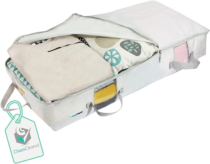 Under Bed Storage Containers for Dorm room, Clothes, Shoes, Toys. Underbed Organizer Bag slides U... | Amazon (US)