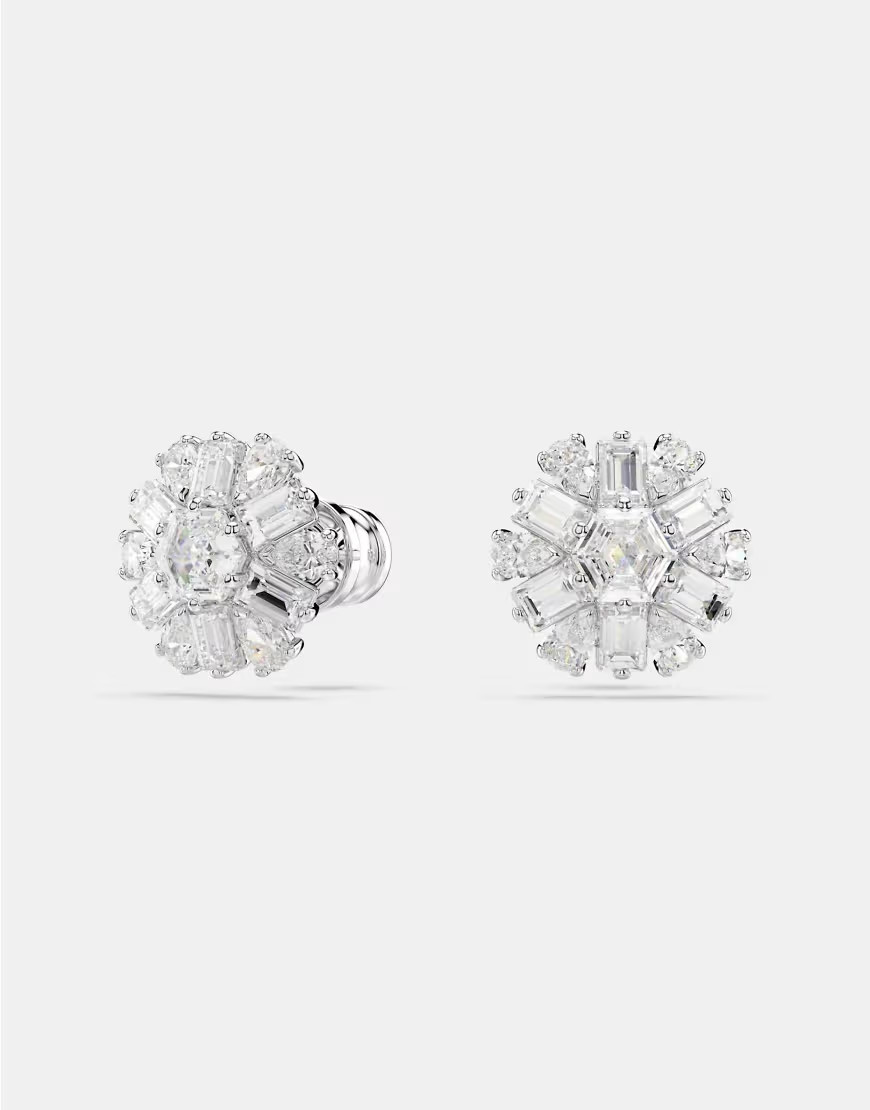 Swarovski Idyllia snowflake stud earrings with mixed cuts in silver-White | ASOS (Global)
