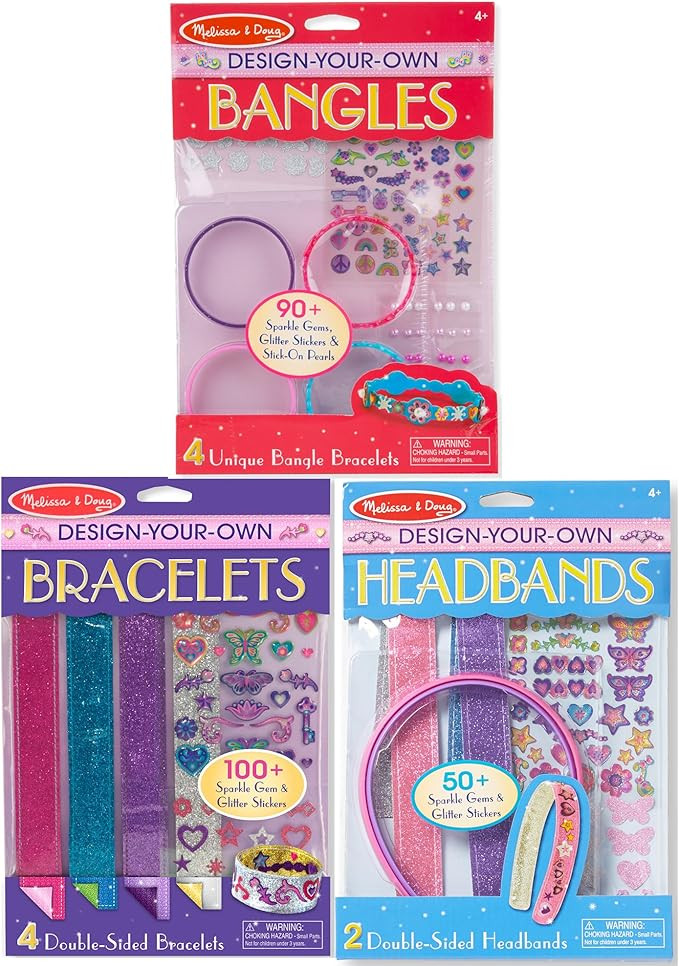 Melissa & Doug Design-Your-Own Jewelry-Making Kits - Bangles, Headbands, and Bracelets - DIY , De... | Amazon (US)