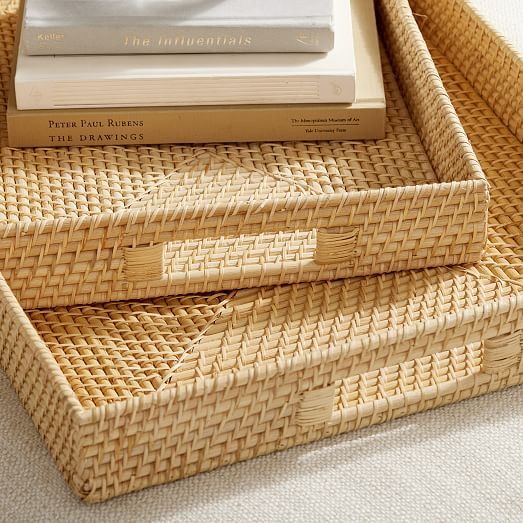 Merida Rattan Trays - Rectangle | West Elm (US)