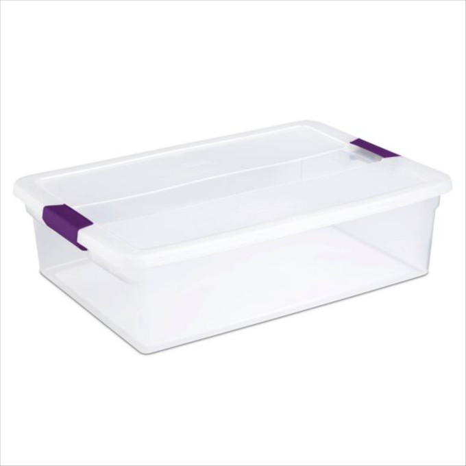 Click for more info about Sterilite 32qt Clear View Storage Bin with Latch Purple