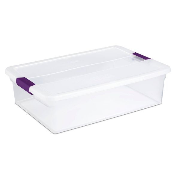 Click for more info about Sterilite 32qt Clear View Storage Bin with Latch Purple