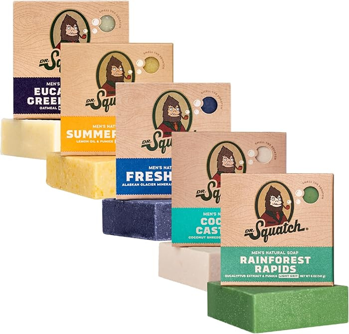Dr. Squatch Natural Bar Soap for Men Variety Gift Set - Cold Process Soap No Harsh Chemicals - Ra... | Amazon (US)