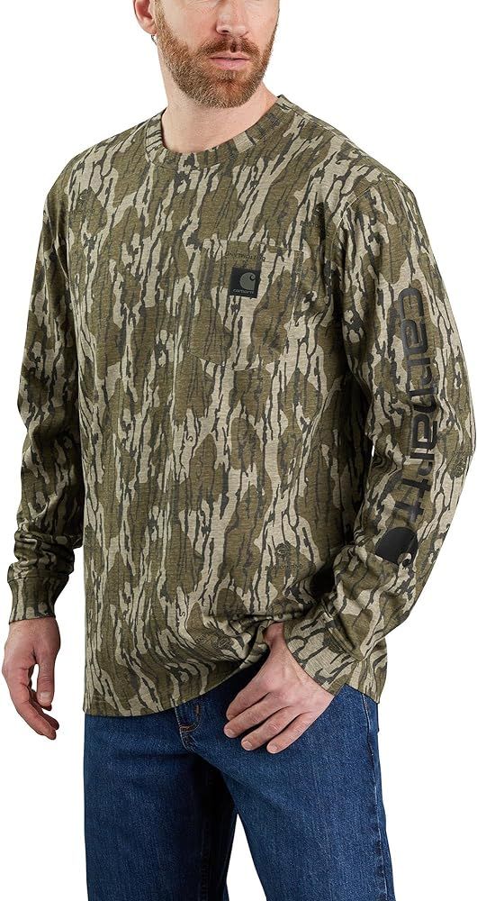 Carhartt Men's Loose Fit Heavyweight Long-Sleeve Pocket Camo Logo Graphic T-Shirt | Amazon (US)