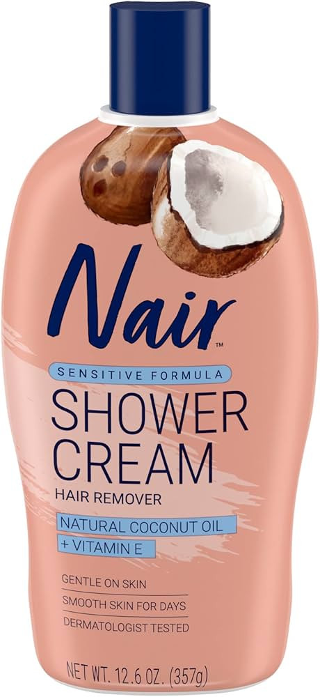 Nair Sensitive Formula Shower Cream Hair Remover with Coconut Oil and Vitamin E, 12.6oz | Amazon (US)