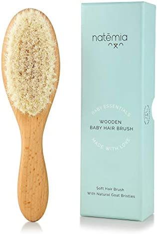 Natemia Quality Wooden Baby Hair Brush for Newborns & Toddlers | Natural Soft Goat Bristles | Ide... | Amazon (US)