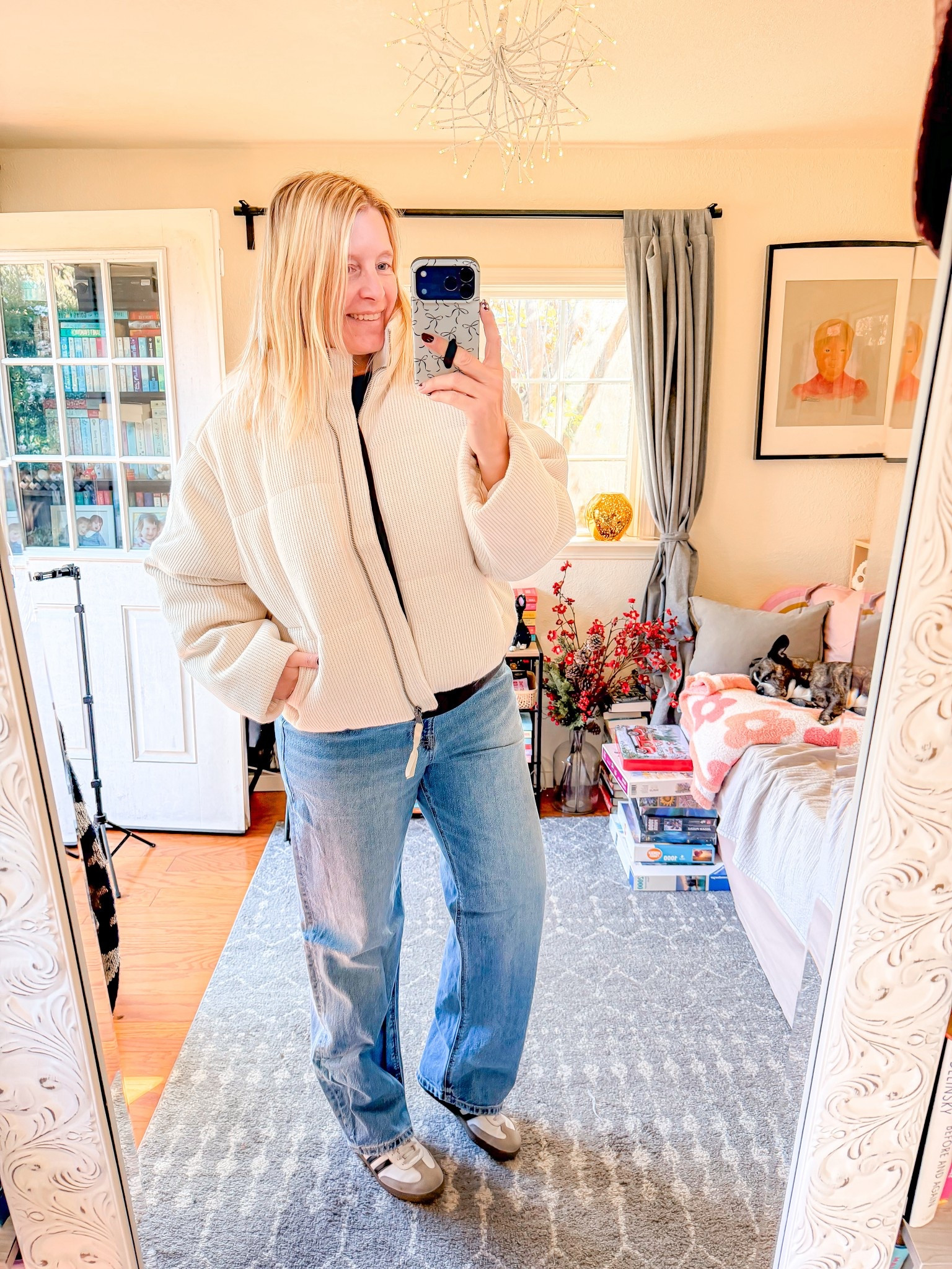 Cozy jacket for the win!!! 

jacket large 
top large 
jeans 14 long (sized up for looser fit)





#LTKOver40 #LTKMidsize #LTKHoliday