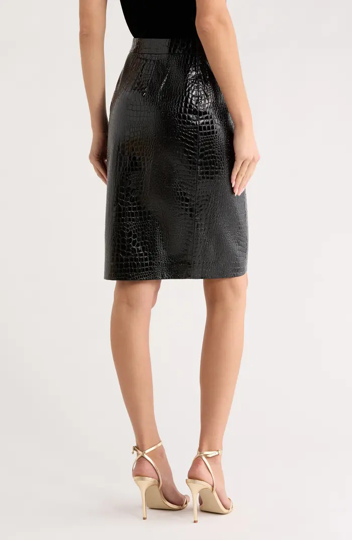 Cannes Croc Embossed Faux Leather Pencil Skirt | Nordstrom Rack