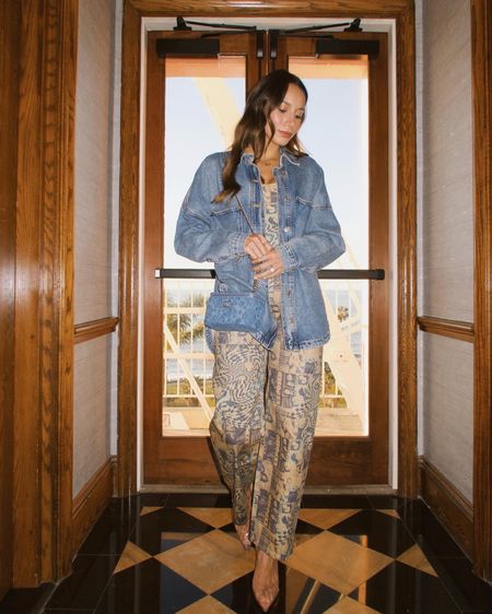 Spring transitional outfit - set by MIAOU from REVOLVE styles with oversized jean shacket / shirt 

wearing size XS

#LTKstyletip #LTKFind #LTKSeasonal