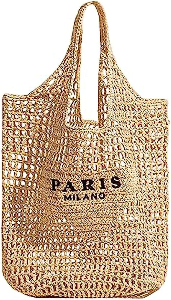 Erhuoxz Straw Beach Bag for Women, Woven Tote Bag Hollow Shoulder Bag Large Hobo Bag Handbag Summ... | Amazon (US)