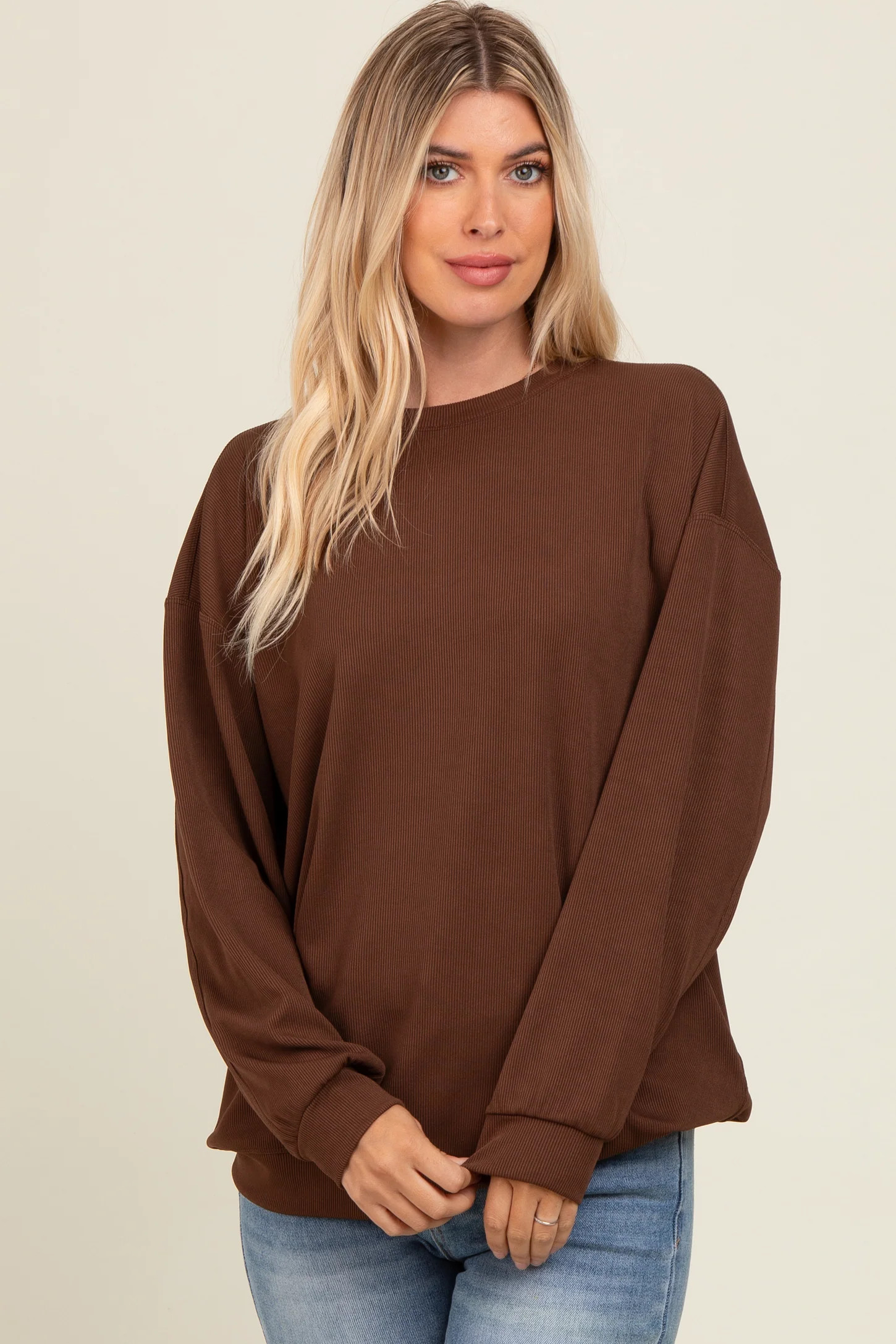 Brown Drop Shoulder Sweatshirt | PinkBlush Maternity