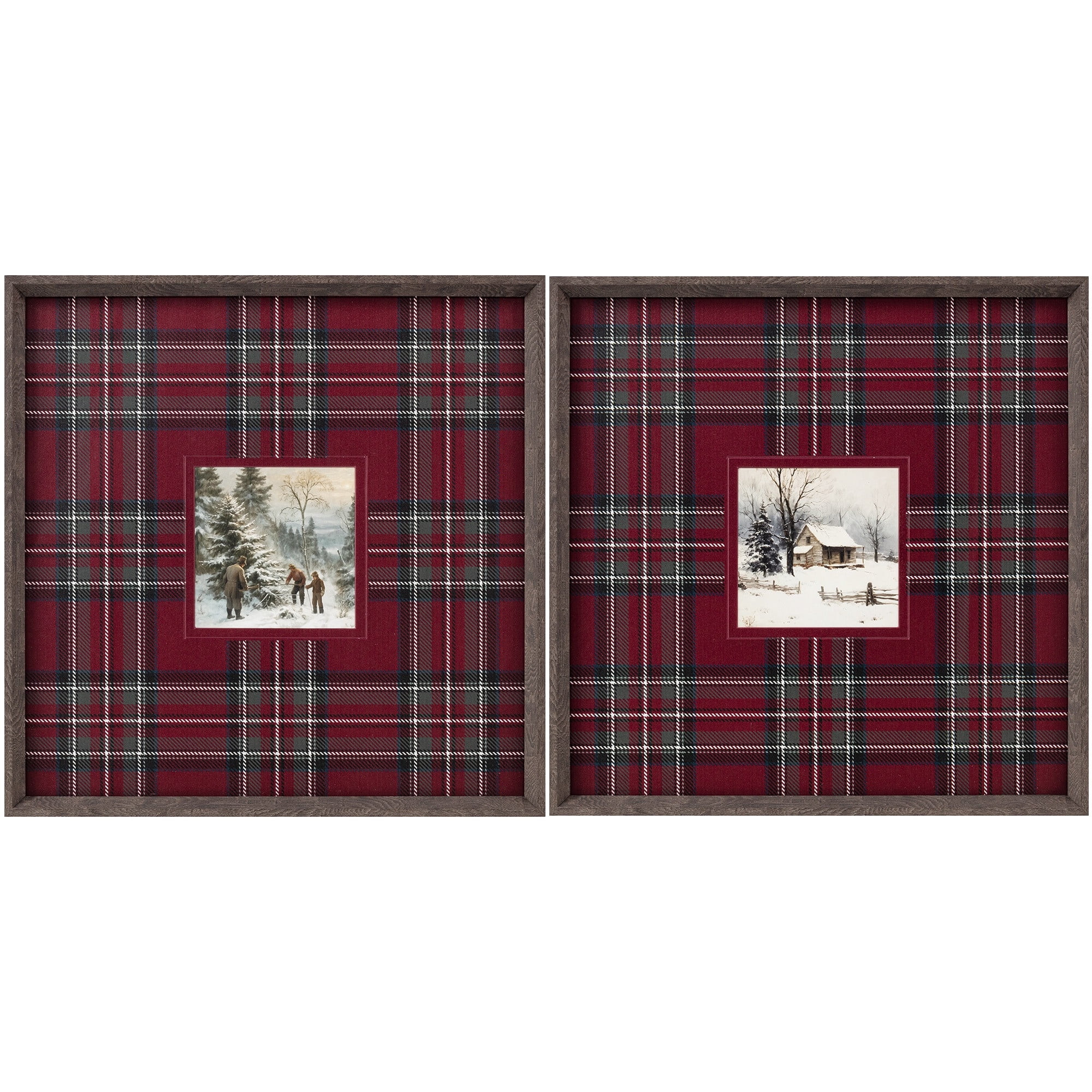 My Texas House Christmas Cabin Plaid Framed Holiday Wall Art 20x20 | Walmart (US)