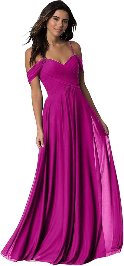 WuliDress Women's Off The A Line Bridesmaid Dress Ruched Prom Party Evening Gown | Amazon (US)
