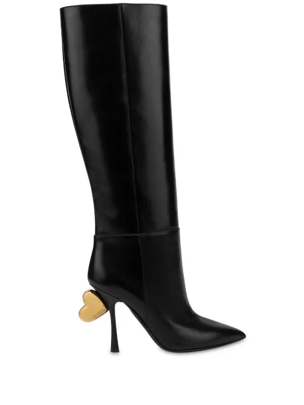 Moschino Sculpted Heel Knee Boots | Black | FARFETCH BR | Farfetch (BR)