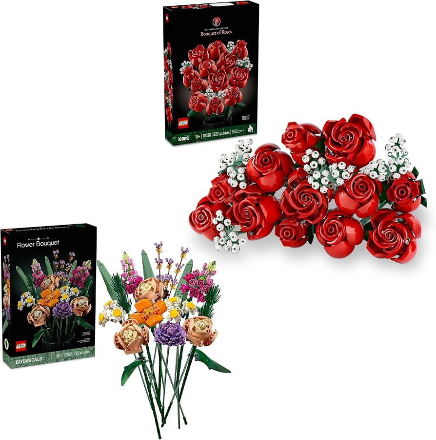 Bundle of LEGO Botanicals Flower Bouquet + Bouquet of Roses Building Sets - Gift Ideas for Men & ... | Amazon (US)