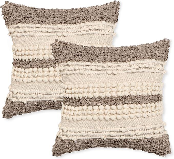 REDEARTH · Boho Textured Throw Pillow Cases - Woven Tufted Decorative Farmhouse Cushion Covers S... | Amazon (US)